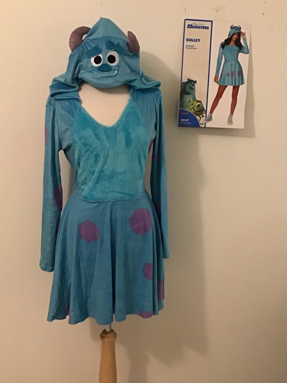 Sulley-Inspired Blue Kids Halloween Costume Dress with Hood